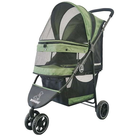 ROODO 3-Wheel Foldable Pet Stroller (Green)