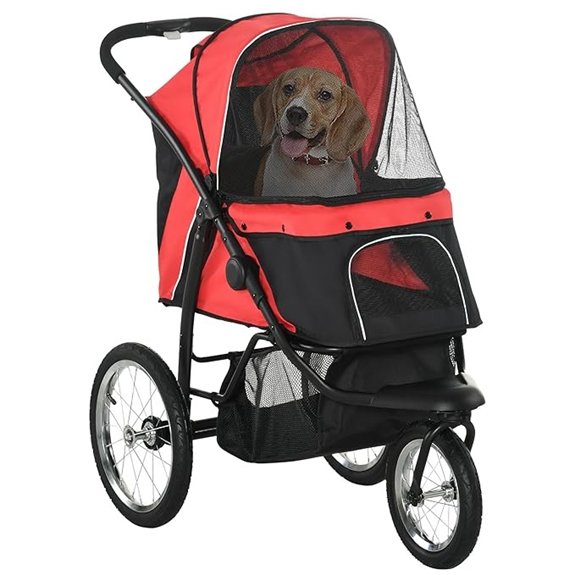 PawHut 3-Wheel Pet Stroller (Red)